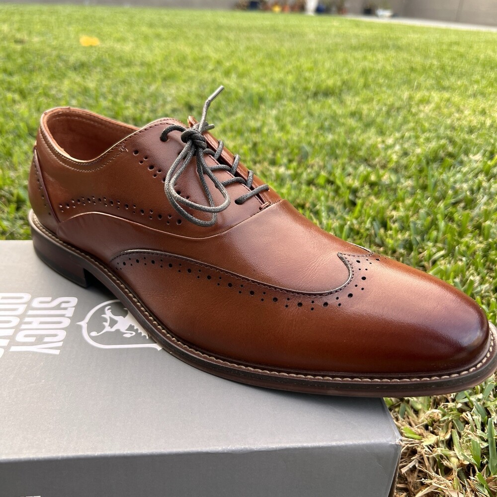 Stacy Adams Mens 11.5 Dress Shoes Macarthur Wingtip Oxford Cognac Comfort Insole